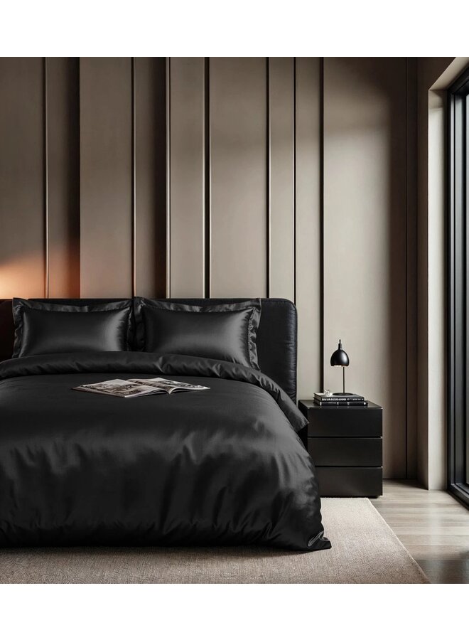 Sleeptime Dekbedovertrek Uni Glossy Zwart - Satijn