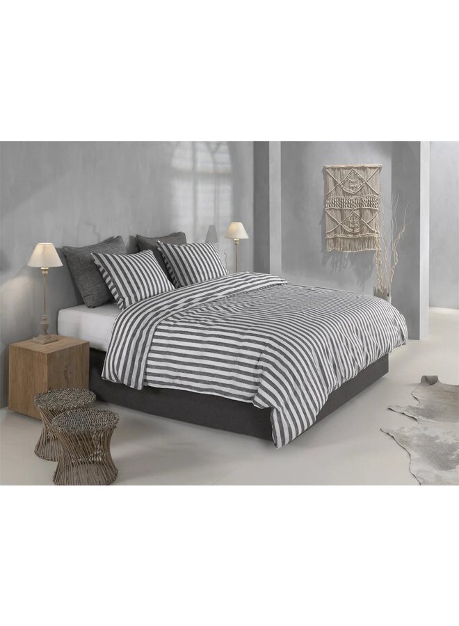 ZO! Home Dekbedovertrek Banda-di-Lino Antraciet - Katoen