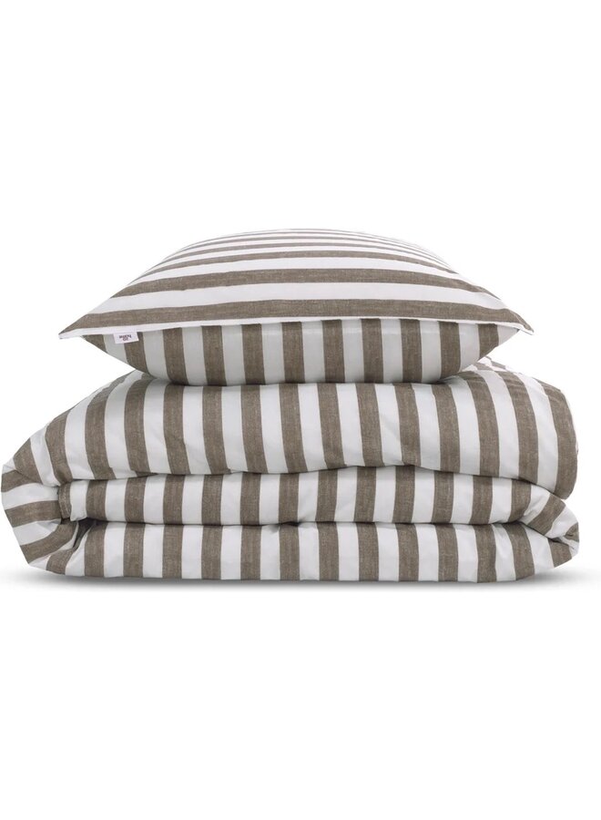 ZO! Home Katoen Dekbedovertrek Linnenlook Stripes Taupe