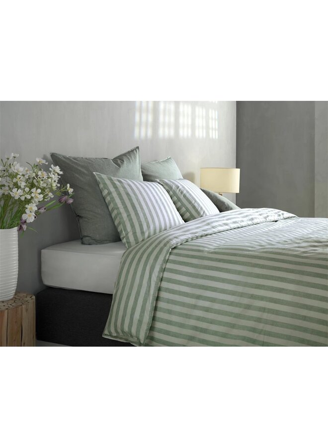 ZO! Home Dekbedovertrek Banda-di-Lino Groen - Katoen