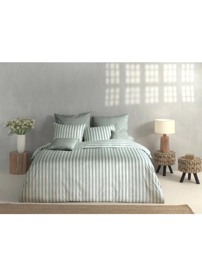 ZO! Home Dekbedovertrek Banda-di-Lino Groen - Katoen