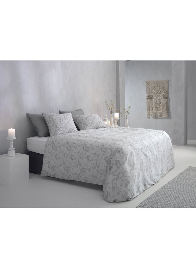 ZO! Home Dekbedovertrek Fiori-di-Satinado Grijs - Katoensatijn