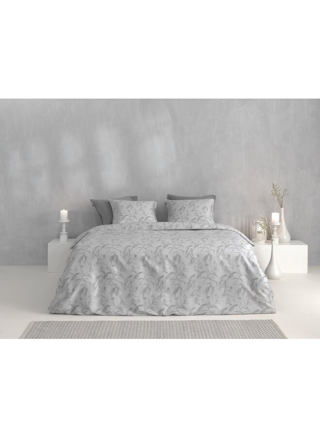 ZO! Home Dekbedovertrek Fiori-di-Satinado Grijs - Katoensatijn