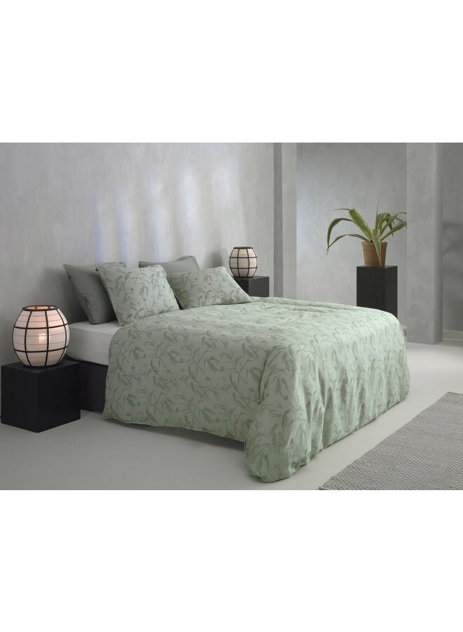 ZO! Home Dekbedovertrek Fiori-di-Satinado Groen - Katoensatijn