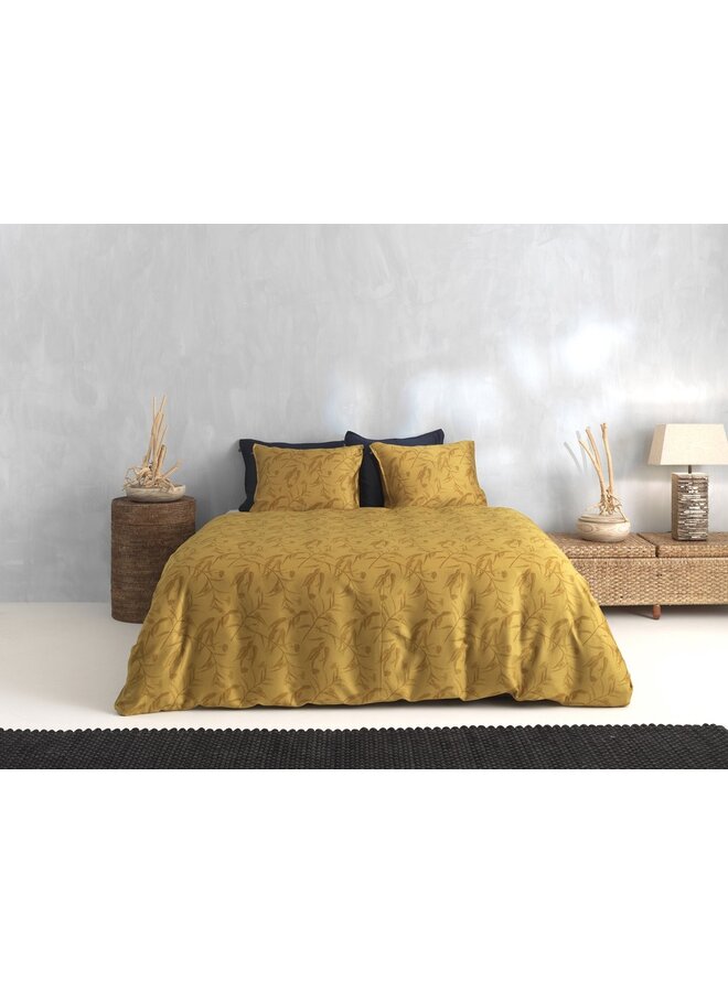 ZO! Home Dekbedovertrek Fiori-di-Satinado Okergeel - Katoensatijn