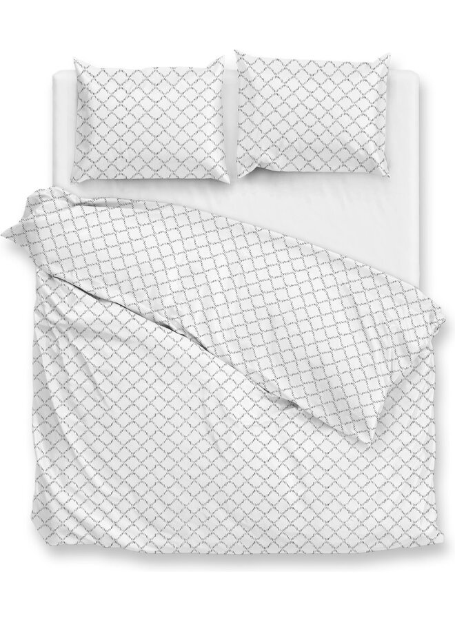 ZO! Home Katoen/Satijn Dekbedovertrek Ruitenpatroon Wit
