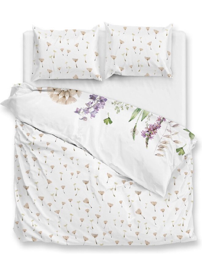 ZO! Home Dekbedovertrek Dandelion Wit - Katoensatijn