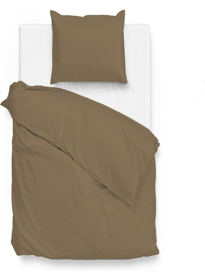 ZO! Home Dekbedovertrek Satinado Uni Taupe -  Katoensatijn
