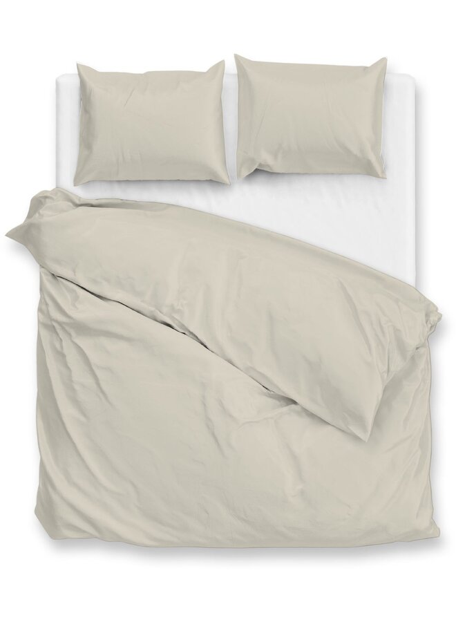 Percale Katoen Dekbedovertrek Uni Beige