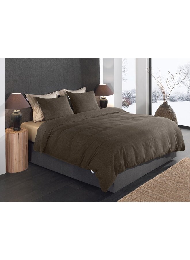Heckett & Lane Dekbedovertrek Franela Bruin - Flanel