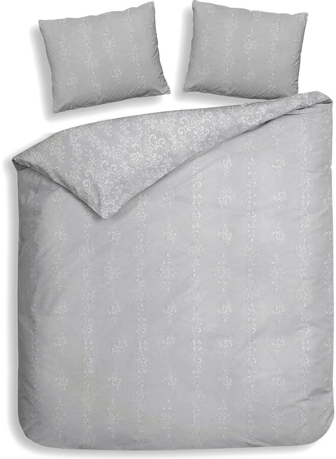 Heckett & Lane Dekbedovertrek Lacey Grijs - Dobby Katoen