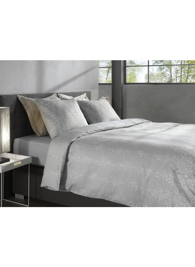 Heckett & Lane Dekbedovertrek Lacey Grijs - Dobby Katoen
