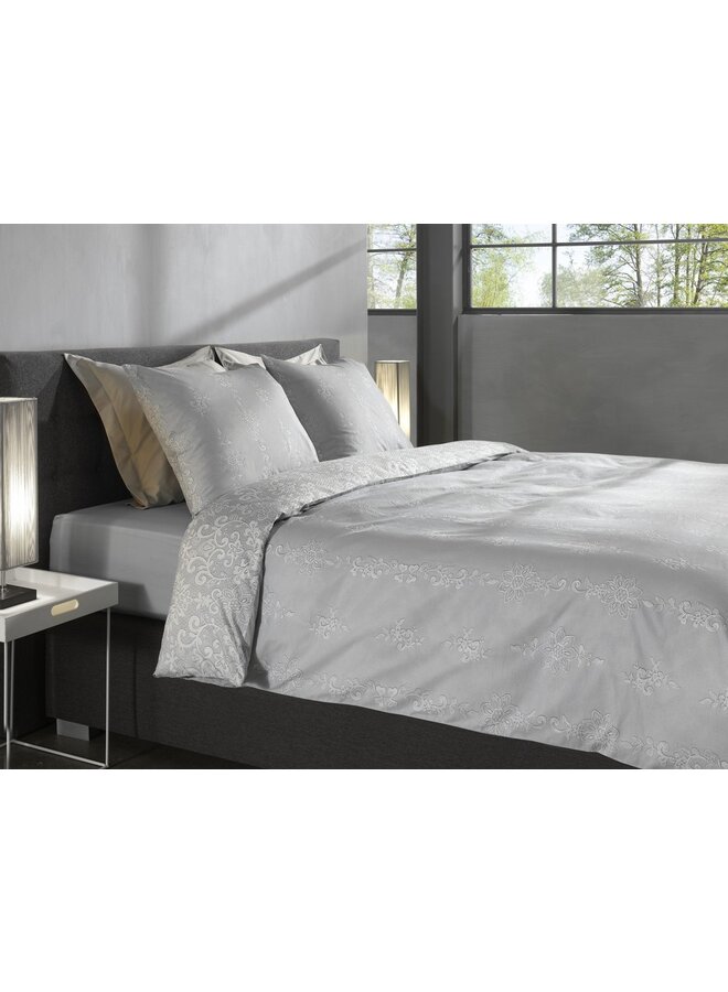 Heckett & Lane Dekbedovertrek Lacey Grijs - Dobby Katoen