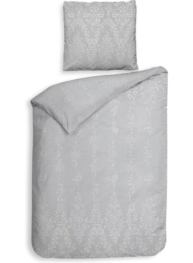 Heckett & Lane Dekbedovertrek Lacey Grijs - Dobby Katoen