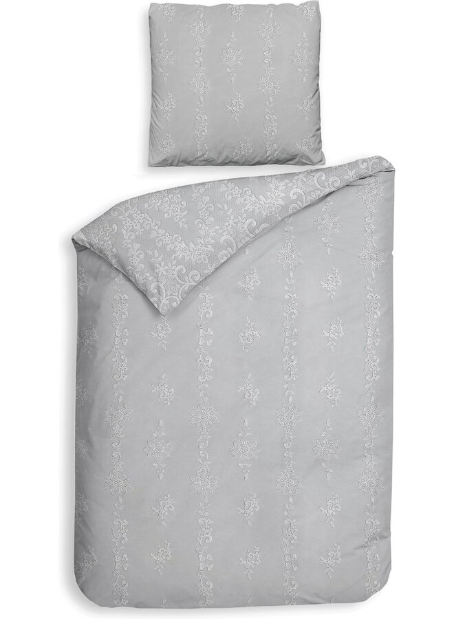 Heckett & Lane Dekbedovertrek Lacey Grijs - Dobby Katoen