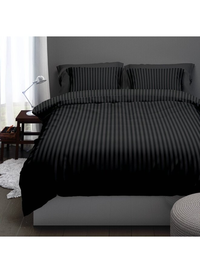 Satin d'Or Dekbedovertrek Hotel Linnen Zwart - Katoensatijn