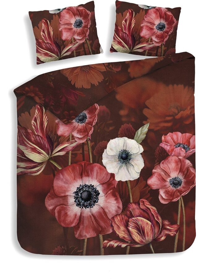 Dekbedovertrek Niall Rood - Katoensatijn PL3