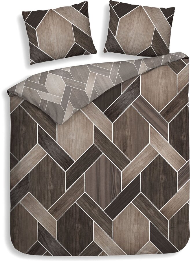 Dekbedovertrek Murdock Bruin - Katoensatijn