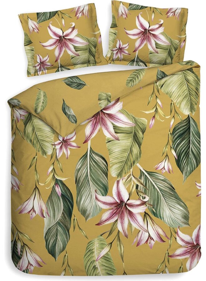 Heckett & Lane Dekbedovertrek Lilie Geel - Katoensatijn