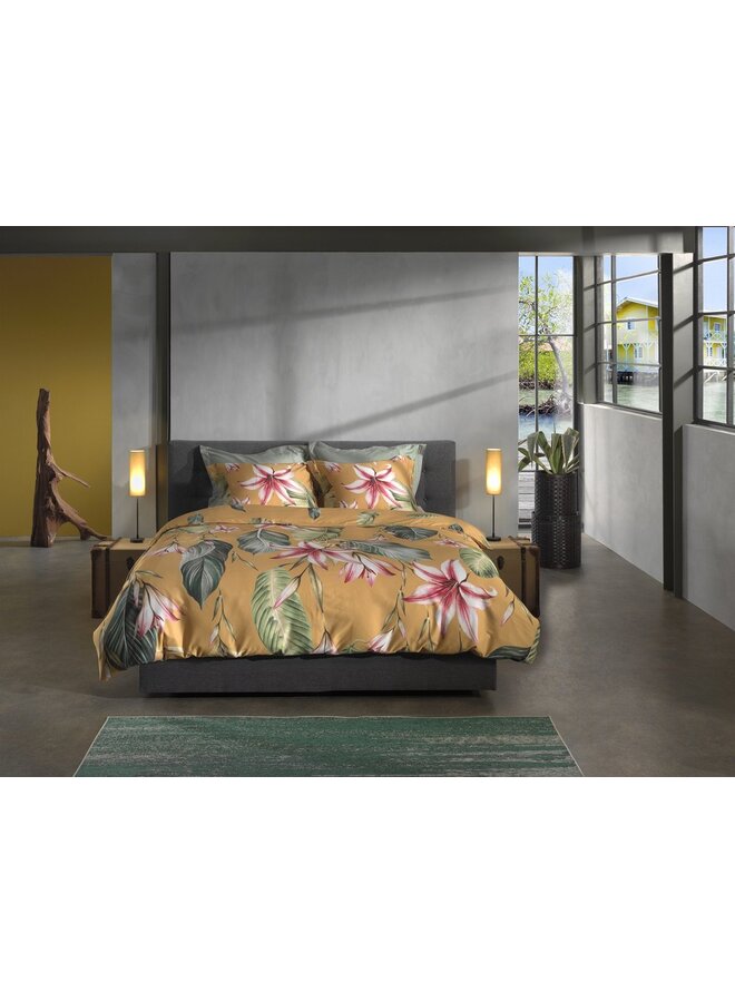 Heckett & Lane Dekbedovertrek Lilie Geel - Katoensatijn