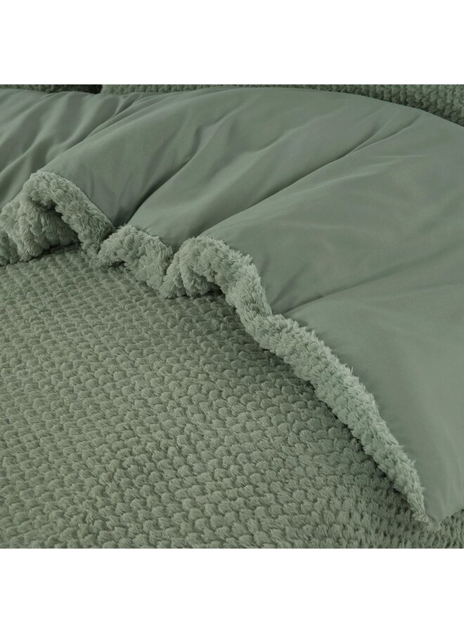 Sleeptime Dekbedovertrek Fur Groen - Teddystof