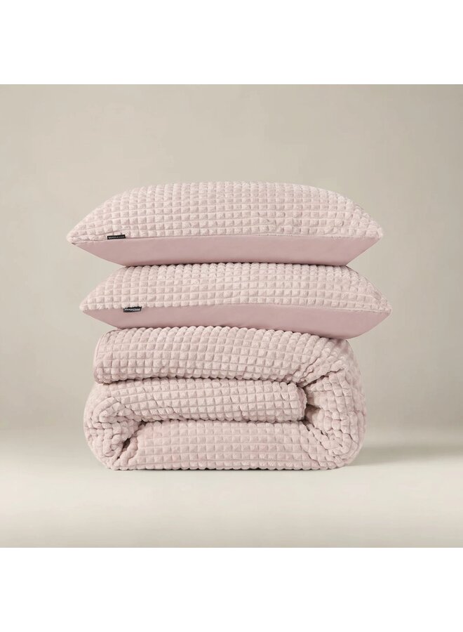 Sleeptime Dekbedovertrek Check Roze - Teddystof