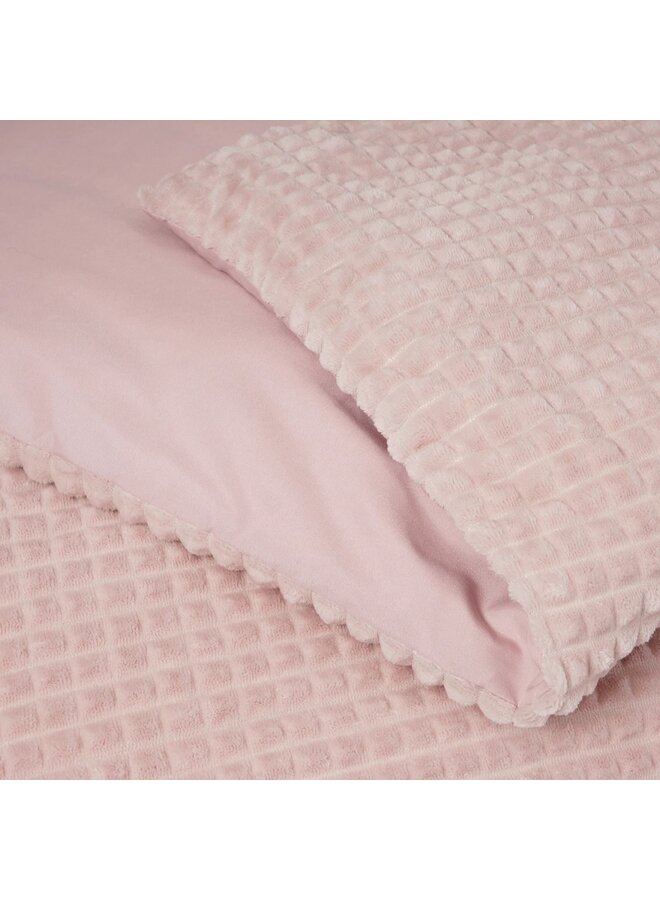 Sleeptime Dekbedovertrek Check Roze - Teddystof