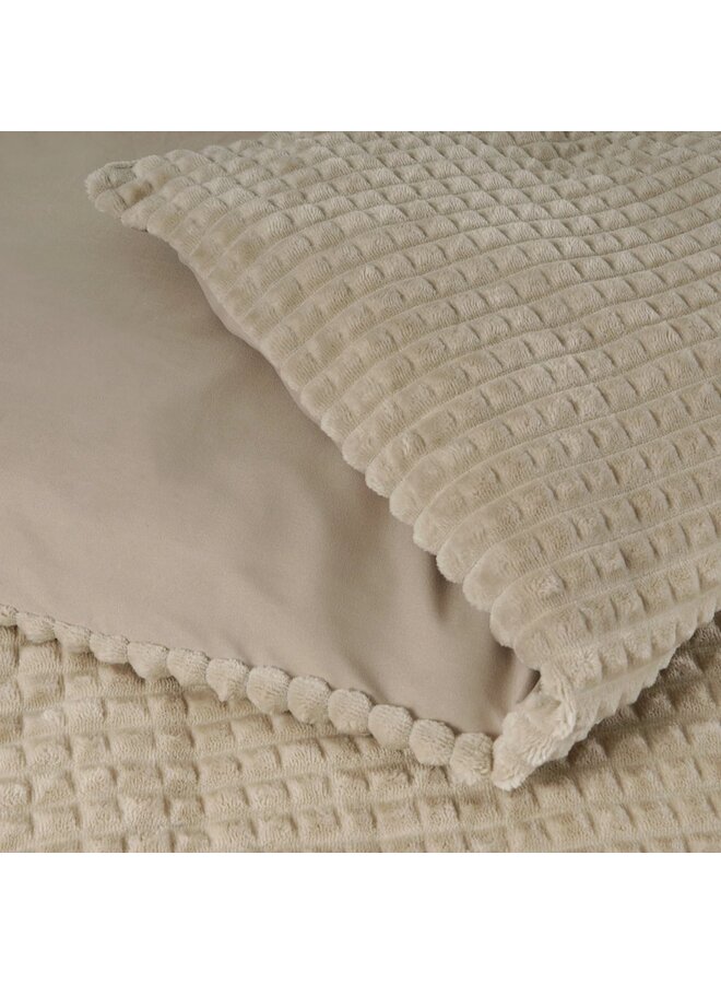 Sleeptime Dekbedovertrek Check Taupe - Teddystof