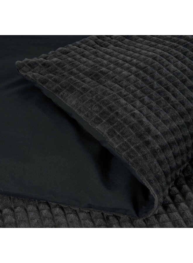 Sleeptime Dekbedovertrek Check Antraciet - Teddystof