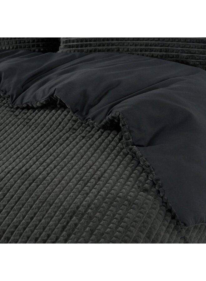 Sleeptime Dekbedovertrek Check Antraciet - Teddystof