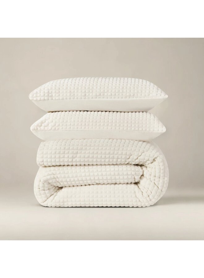 Sleeptime Dekbedovertrek Check Creme - Teddystof