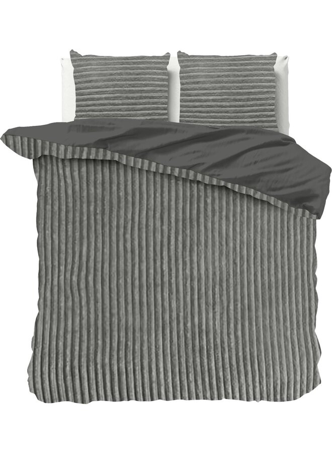 Dekbedovertrek Rib Grijs - Teddystof PL1