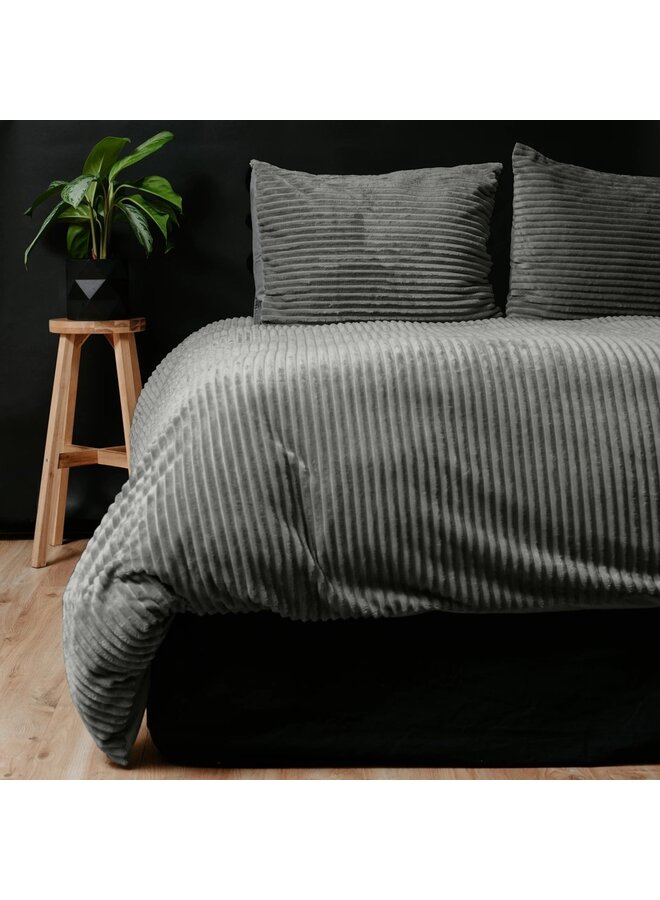 Sleeptime Dekbedovertrek Rib Grijs - Teddystof