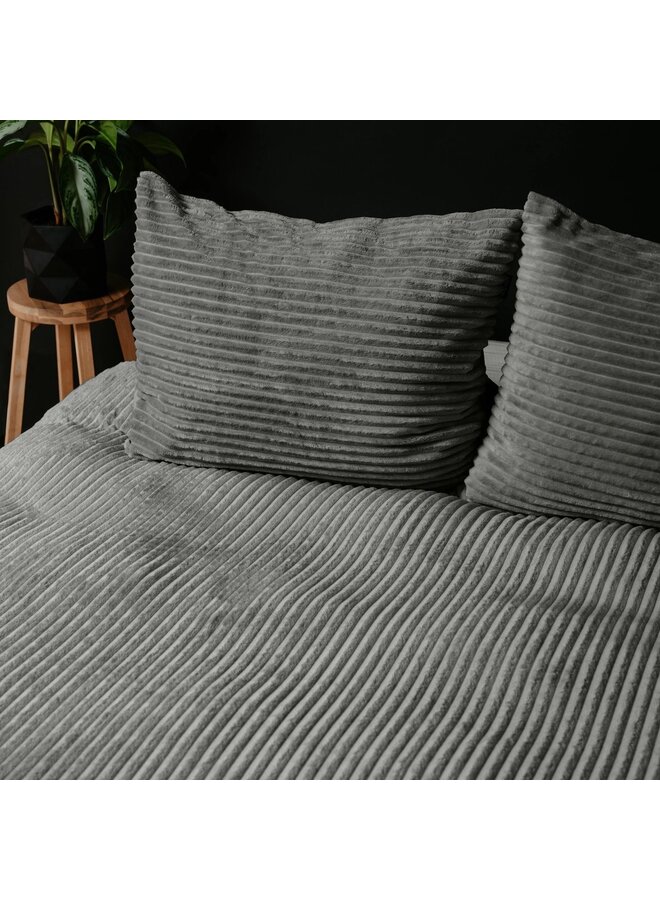 Sleeptime Dekbedovertrek Rib Grijs - Teddystof