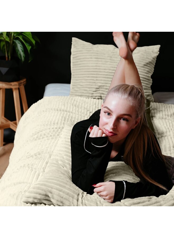 Sleeptime Dekbedovertrek Rib Creme - Teddystof