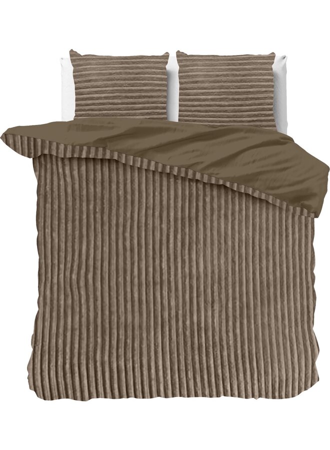 Dekbedovertrek Rib Taupe - Teddystof