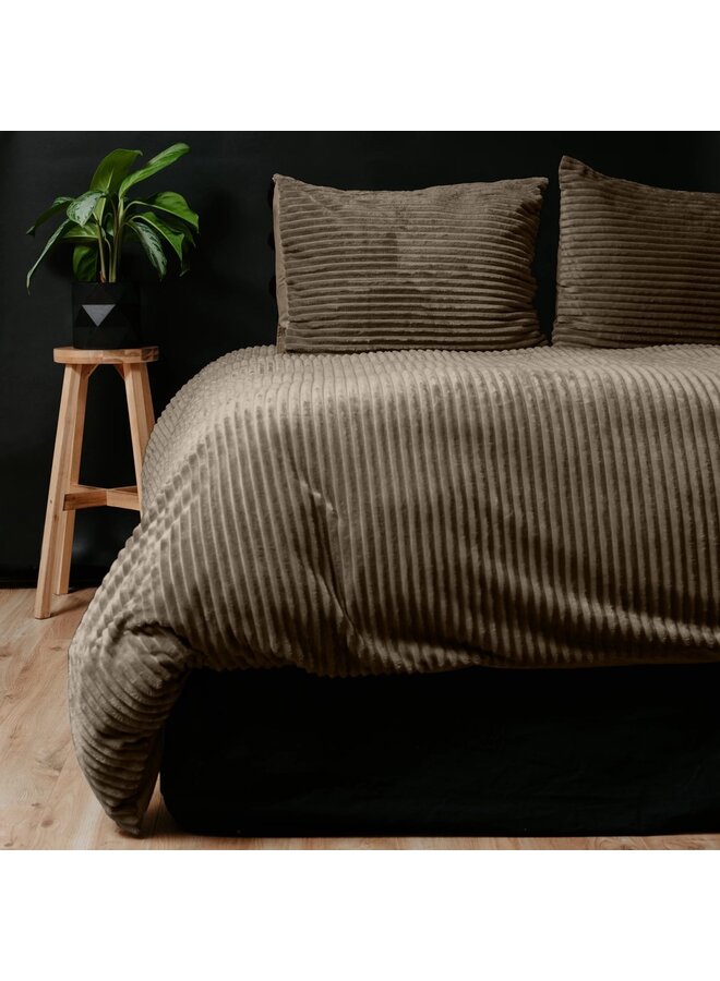 Sleeptime Dekbedovertrek Rib Taupe - Teddystof