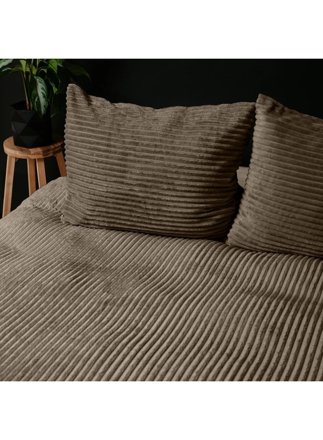 Sleeptime Dekbedovertrek Rib Taupe - Teddystof