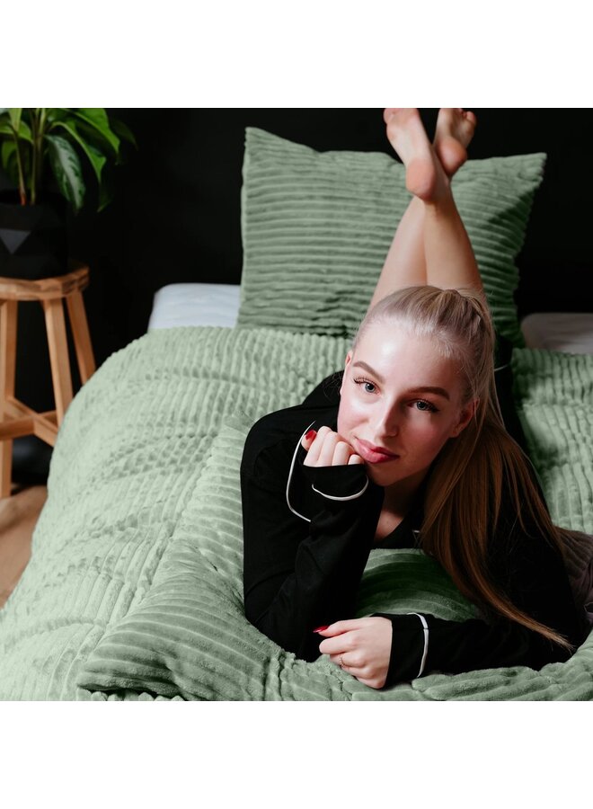 Sleeptime Teddystof Strepen Dekbedovertrek Groen