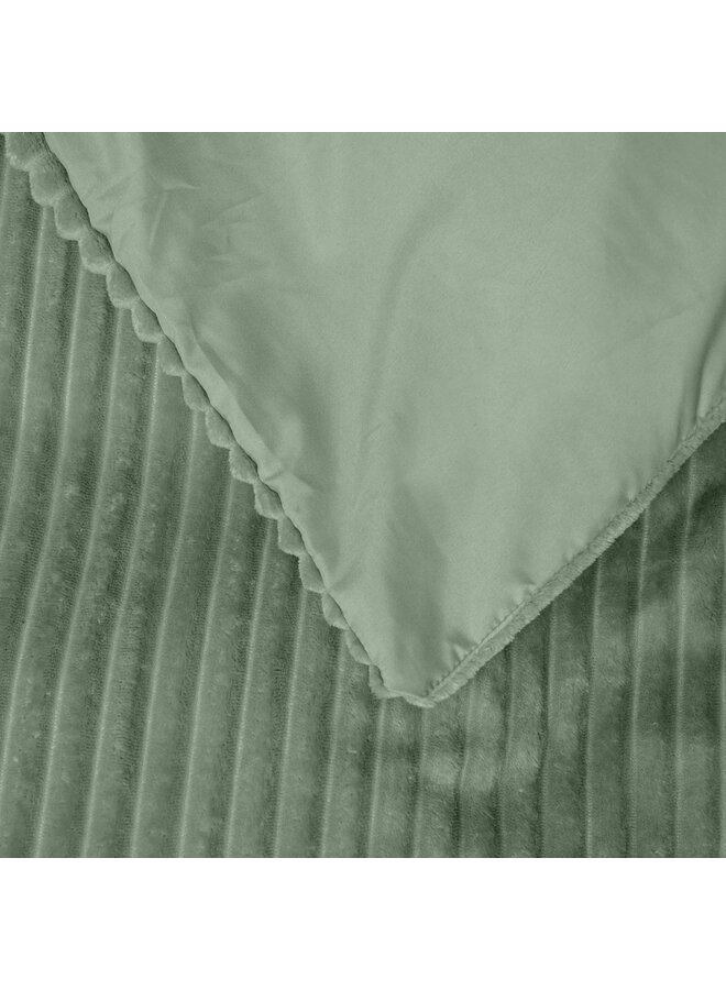 Sleeptime Dekbedovertrek Rib Groen - Teddystof