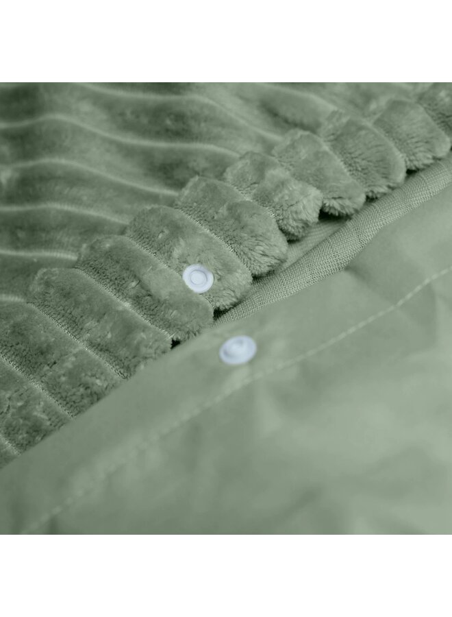 Sleeptime Dekbedovertrek Rib Groen - Teddystof