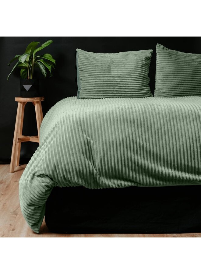 Sleeptime Dekbedovertrek Rib Groen - Teddystof