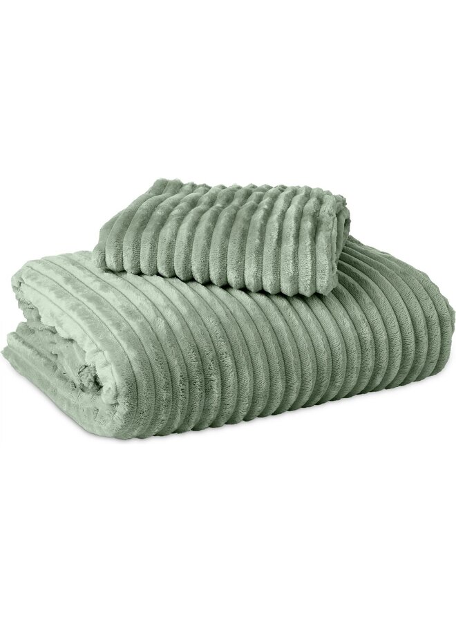 Sleeptime Dekbedovertrek Rib Groen - Teddystof