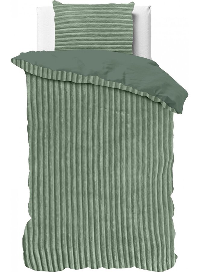 Sleeptime Dekbedovertrek Rib Groen - Teddystof