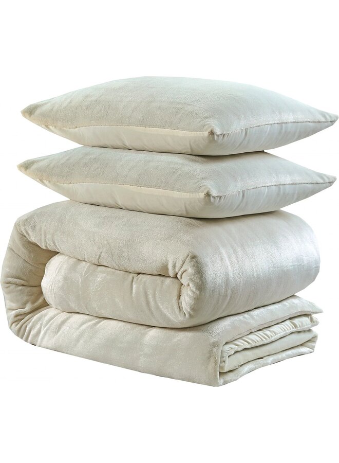 Sleeptime Dekbedovertrek Glamour Deco Foil Creme - Flanel Teddy Fleece