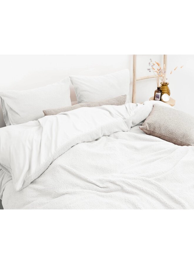 Sleeptime Dekbedovertrek Uni Wit - Teddystof