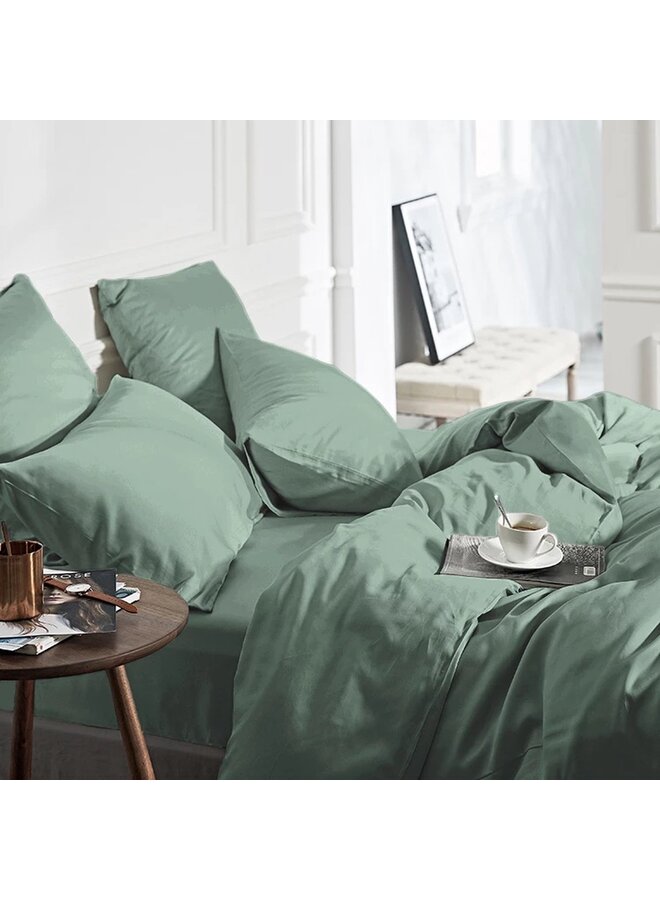 Primaviera Deluxe Dekbedovertrek Uni Groen - Bamboe Satijn
