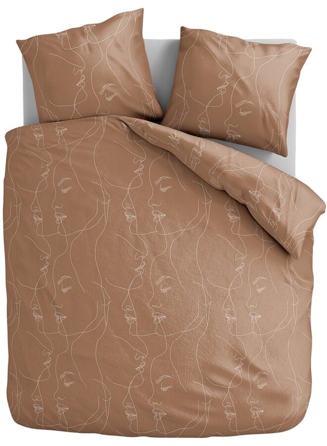 Dekbedovertrek Faces Bruin - Polyester PL3