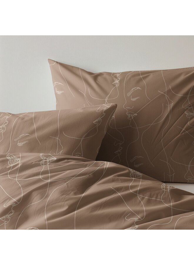 Zydante Dekbedovertrek Faces Bruin - Polyester