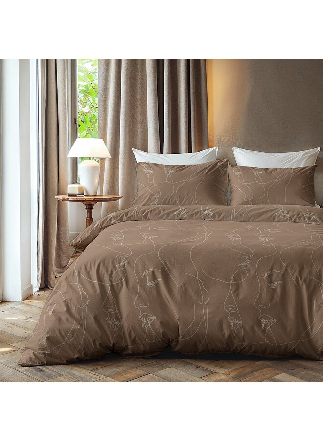 Zydante Dekbedovertrek Faces Bruin - Polyester